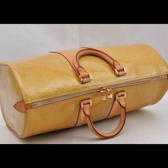 Stunning Vernis Boston Yellow Patent Leather Weekend/Travel Bag - Picture 5 of 16